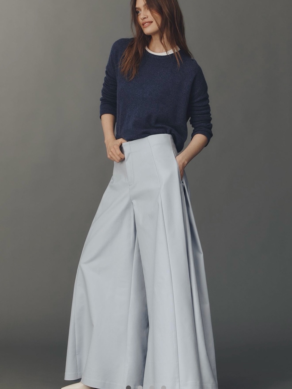 Anthropologie Wide-Leg High-Waist Pants in Light Blue